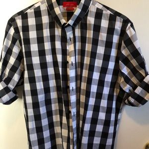 Zara men dress shirt black and white
